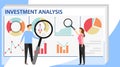Investment analysis concept banner with characters. Commerce solutions for investments, analysis concept. Analysis of Royalty Free Stock Photo