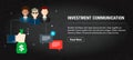 Investment communication concept banner internet with icons in vector Royalty Free Stock Photo