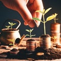 Investment concept, Coins graph stock market. Business investment growth. Royalty Free Stock Photo