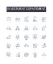 Investment department line icons collection. Finance team, Wealth unit, Capital group, Funds division, Asset department