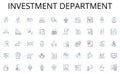 Investment department line icons collection. Organizing, Planning, Arranging, Prepping, Ready, Gathering, Stocking