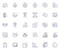 Investment domain line icons collection. Diversification, Portfolio, Risk, Return, Equity, Bond, Commodity vector and