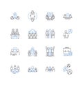 Investment enterprise line icons collection. Portfolio, Diversify, Assets, Equity, Capital, Returns, Growth vector and