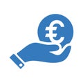 Investment, euro payment icon. Blue color vector Royalty Free Stock Photo