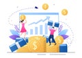 Investment Financial Success Freedom Flat Vector Illustration. Business People Increasing Capital and Profits by Managing Finances Royalty Free Stock Photo