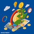 Investment flat isometric vector concept Royalty Free Stock Photo