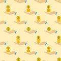 Investment fund seamless pattern. Icon of investment, savings, income, money management. Long term investing, pension fund concept Royalty Free Stock Photo