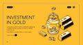 Investment in gold isometric landing page, banner