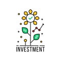 investment growth with thin line plant
