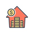 Color illustration icon for Investment, parsimony and currency Royalty Free Stock Photo