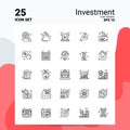 25 Investment Icon Set. 100% Editable EPS 10 Files. Business Logo Concept Ideas Line icon design Royalty Free Stock Photo