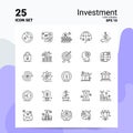 25 Investment Icon Set. 100% Editable EPS 10 Files. Business Logo Concept Ideas Line icon design Royalty Free Stock Photo