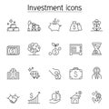 Investment icon set in thin line style Royalty Free Stock Photo