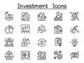 Investment icon set in thin line style Royalty Free Stock Photo