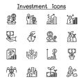 Investment icon set in thin line style Royalty Free Stock Photo