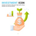 Investment icon vector with flat color style isolated on white background. Vector illustration money bag sign symbol icon concept Royalty Free Stock Photo