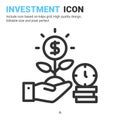 Investment icon vector with outline style isolated on white background. Vector illustration money growth sign symbol icon concept Royalty Free Stock Photo