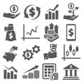 Investment icons set on white background