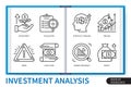 Investment infographics linear icons collection