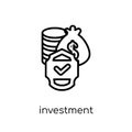 Investment insurance icon. Trendy modern flat linear vector Investment insurance icon on white background from thin line Royalty Free Stock Photo