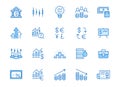 Investment line icon set. Stock market, bond, financial analysis, broker, income increase minimal vector illustration