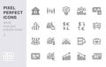 Investment line icon set. Stock market, bond, financial analysis, broker, income increase minimal vector illustration