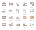 Investment line icon set. Stock market, bond, financial analysis, broker, income increase minimal vector illustration