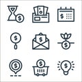 investment line icons. linear set. quality vector line set such as investment, mine, placeholder, return, email, search, investor