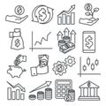 Investment line icons set on white background