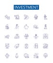 Investment line icons signs set. Design collection of Funding, Saving, Capital, Deposits, Stocks, Equity, Resources