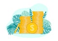 Investment management, growing cash profit concept. vector illustration