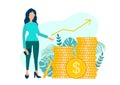 Investment management, growing cash profit concept. vector illustration