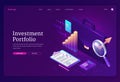 Investment portfolio isometric landing page banner Royalty Free Stock Photo