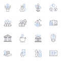 Investment portfolio line icons collection. Diversification, Risk, Growth, Assets, Securities, Bonds, Equities vector