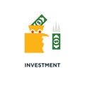 investment precaution icon. money loss concept symbol design, risk assessment, financial debt, fund mismanagement, venture capital Royalty Free Stock Photo