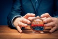 Investment prediction concept with crystal ball Royalty Free Stock Photo