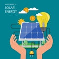 Investment in solar energy vector flat illustration Royalty Free Stock Photo