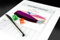 Investment strategy chart and set of dice Royalty Free Stock Photo