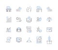 Investment strategy line icons collection. Diversification, Risk, Return, Asset allocation, Portfolio, Capital, Value