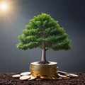 Money tree growing from pile of coins Royalty Free Stock Photo