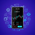 Investment Trading Mobile Concept with Realistic Detailed 3d Smartphone. Vector