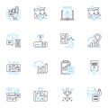 Investment valuation linear icons set. Assets, Capitalization, Cash flow, Discounting, Equity, Fair market value