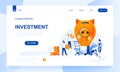 Investment vector landing page template with header. Generating income web banner, homepage design with flat illustrations