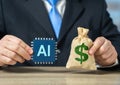 Investments in the development of AI microchips. Profit from the implementation of AI in business Royalty Free Stock Photo