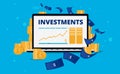 Investments growth on computer screen Royalty Free Stock Photo