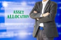 The investor with the Asset allocation presentaion on Virtual Royalty Free Stock Photo