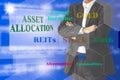 The investor with the Asset allocation presentaion on Virtual Royalty Free Stock Photo