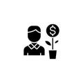 Investor black icon concept. Investor flat vector symbol, sign, illustration. Royalty Free Stock Photo