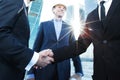 Investor and contractor shaking hands Royalty Free Stock Photo