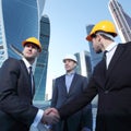 Investor and contractor shaking hands Royalty Free Stock Photo